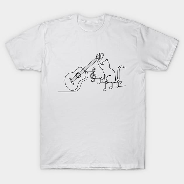 Cat loves guitar Tshirt T-Shirt by MasutaroOracle